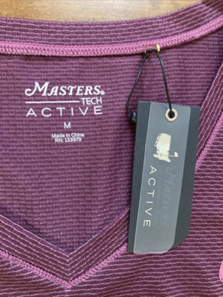 Masters Tech Active Women’s T-Shirt Sz M New Grape Golf V Neck Short Sleeve Top - Picture 6 of 9